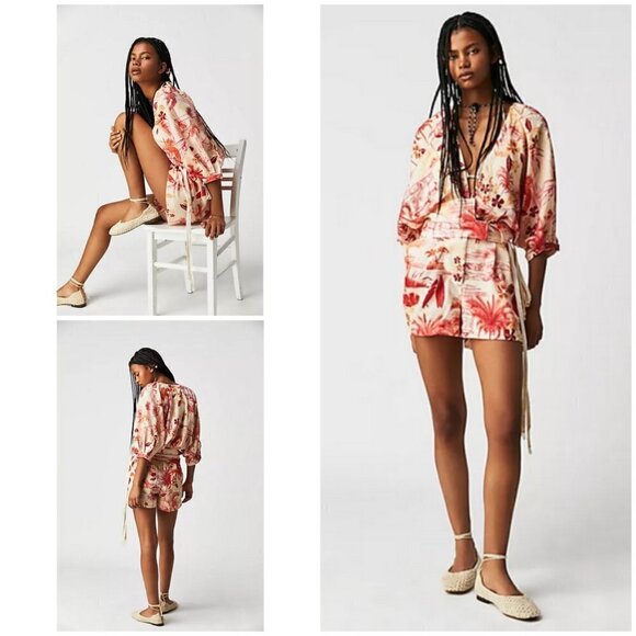 💕AGUA BENDITA💕 Linnea Romper - Shaka Tropical Print Medium M NWT - Picture 1 of 16